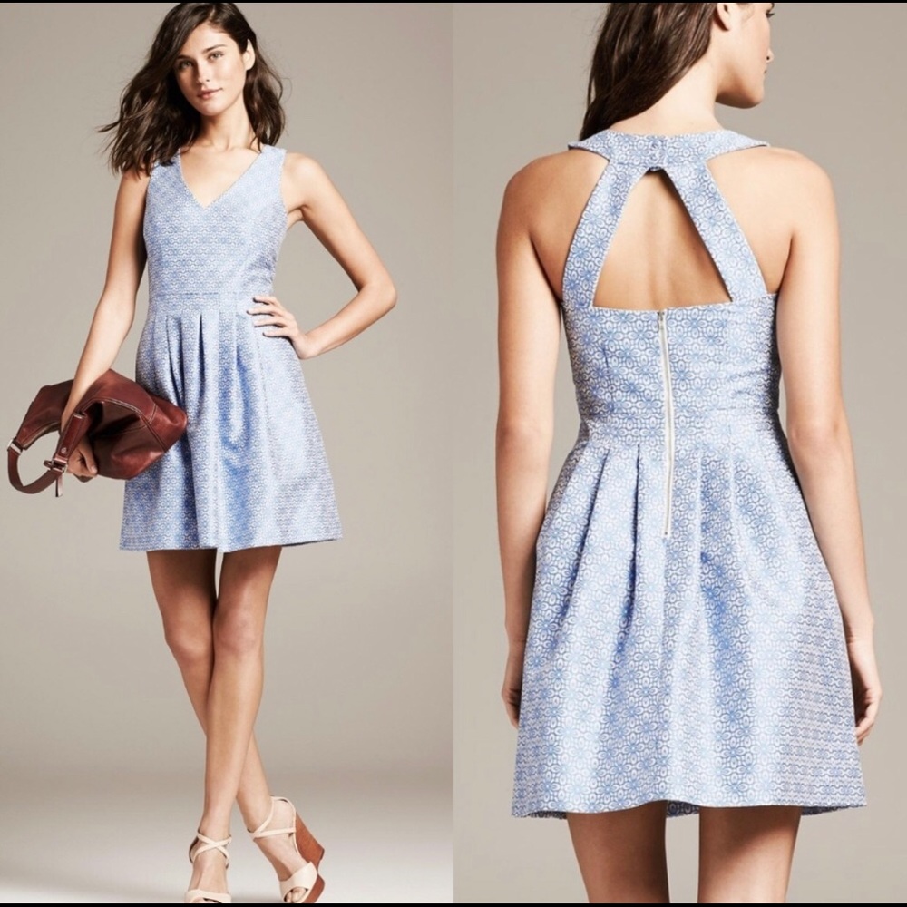 Banana Republic Printed Summer A-line Dress Empire